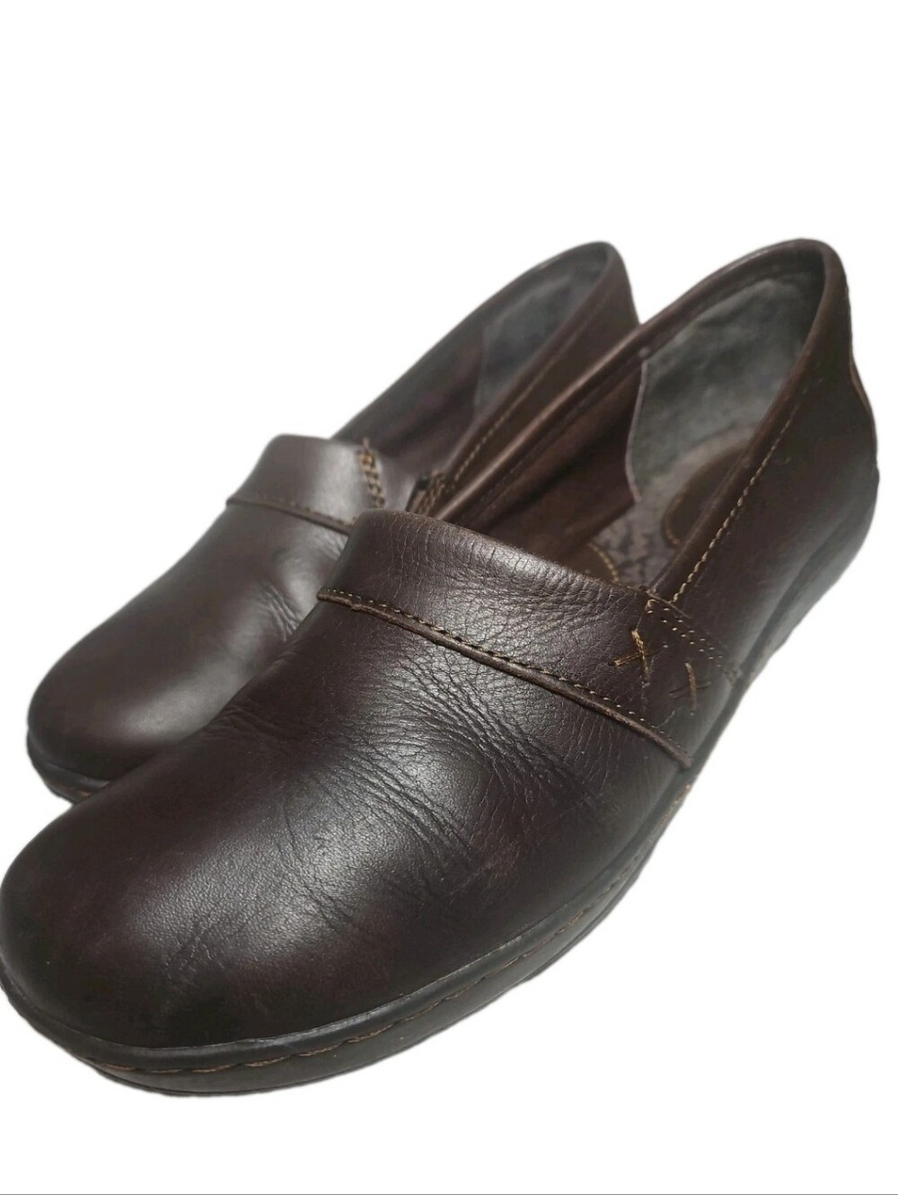 B.O.C. Howell Brown Leather Comfort Clog Loafer Nurse Teacher Work SlipOn 9.5[8C